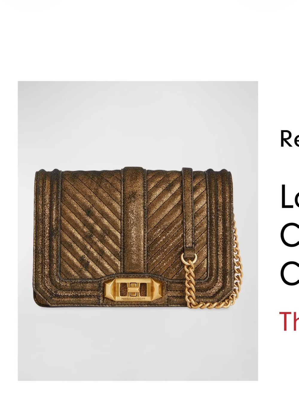 Rebecca Minkoff Glittery Gold Chevron Quilted Crossbody